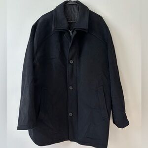 Vintage Men Grunge Black Classic Preppy‎ Wool Overcoat - Size 3X or 4X
